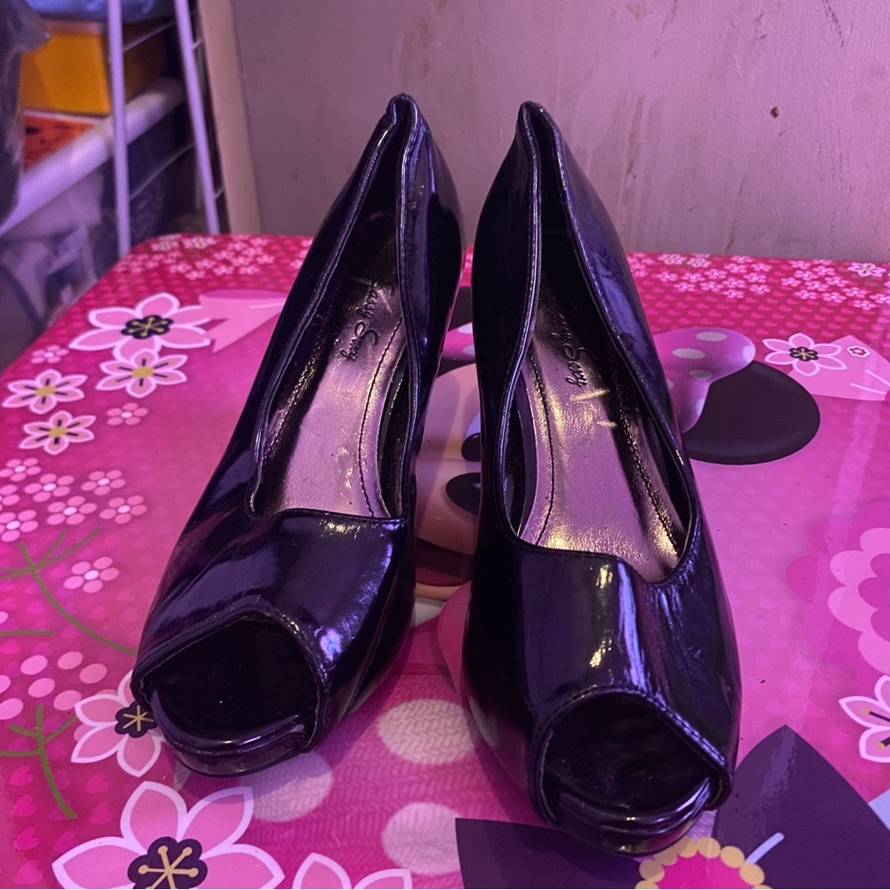 Elegant Black Peep-Toe Heels